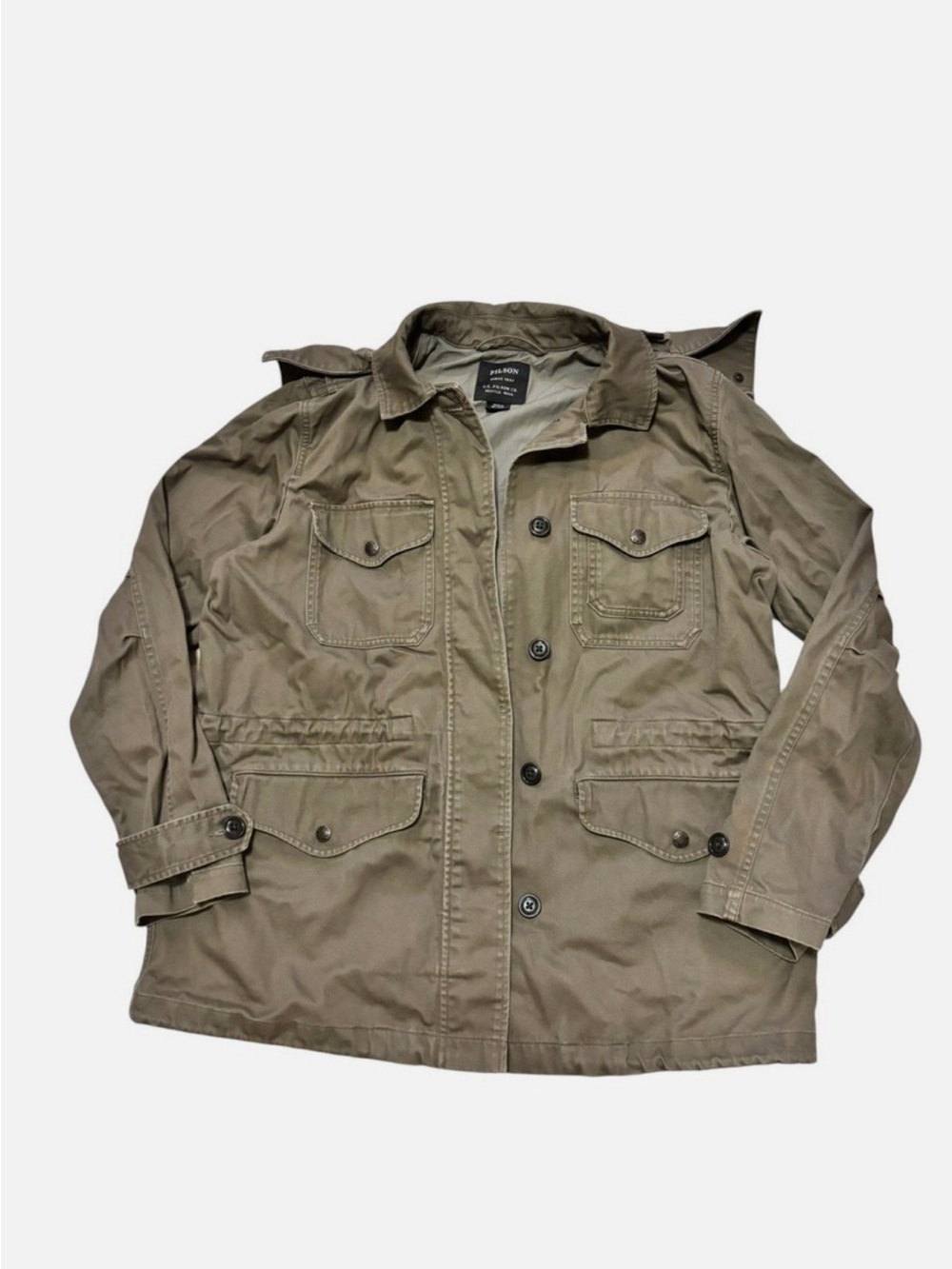Women's Filson Granite Island Hooded Utility Jacket 20151880 Brown/Greenish Lg